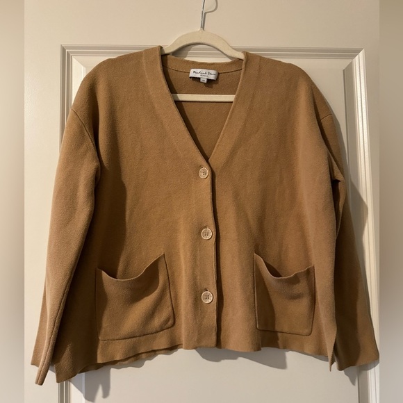 Michael Stars Milano Button Up V-Neck Dolman Cardigan Sweater Tan Size XS - Picture 1 of 3